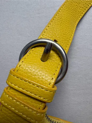 Danier Yellow Genuine Pebbled Leather Hobo Shoulder Bag Silver Hardware thumbnail 8