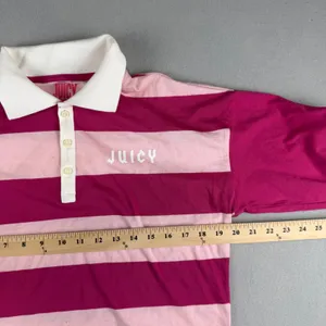 Juicy by Juicy Couture Pink Striped Long Sleeve Cropped Rugby Polo Shirt Small thumbnail 5