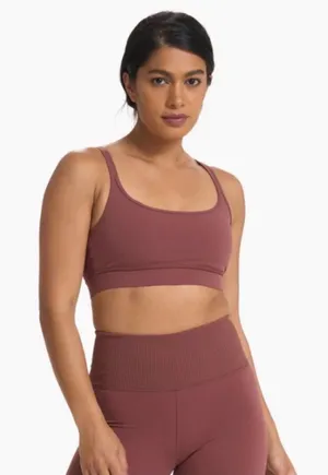 Vuori Mindset Sports Bra XS Cedar Mauve Strappy Workout Yoga Pilates Running thumbnail 1