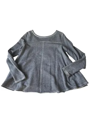 Free People grey and blue striped flowy long sleeve top thumbnail 10