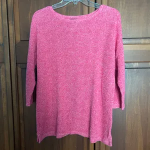 Lands’ End linen blend sweater dark pink, size Large thumbnail 8