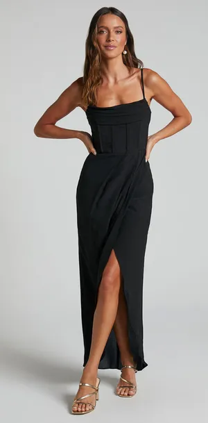 New Showpo Andrina Midi Dress High Low Wrap Corset Dress Size XS MSRP $119 thumbnail 1