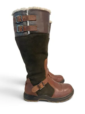 Pajar Knee High Buckle Boots Brown Leather Suede Cozy Winter Boots Size 8-8.5 thumbnail 1