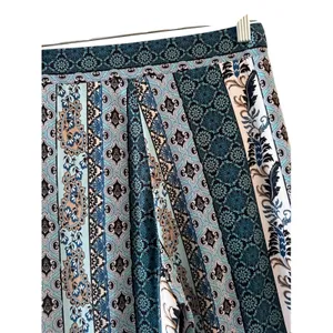 Iris Blue Multi Paisley Floral Bell Bottom Leggings Women Sz S thumbnail 5