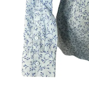 Liz Claiborne Medium Top Floral Button-Up Long Sleeves Lightweight Side Tie Blue thumbnail 7