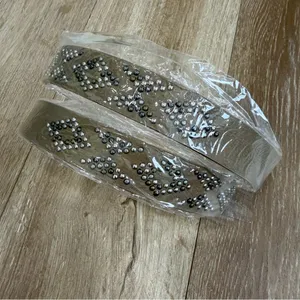 NEW Boho Western Geometric Studded Vegan Leather Belt Khaki thumbnail 6