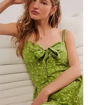 NWOT Free People Coming Home Romper in Avocado Combo thumbnail 2