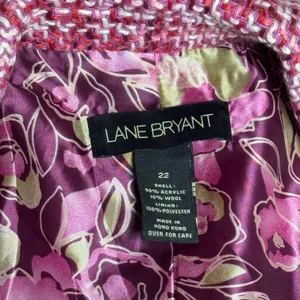 Lane Bryant Wool Blend Blazer Jacket Pink Fringe 22 thumbnail 7