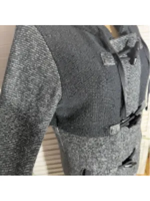 Rip Curl Penny fleece long jacket black gray toggle buttons hooded whimsigoth L thumbnail 12