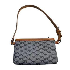 Michael Kors Shoulder Bag Women Small Gray Brown Monogram Y2K Preppy Logo‎ thumbnail 3
