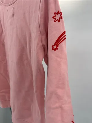ban.do Pastel Pink Sweatshirt red floral hearts trust where you are M casual thumbnail 5