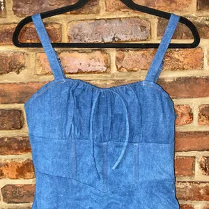 NWT Lulu's Considered Charisma Blue Chambray Bustier Mini Dress Women's Size XL thumbnail 4