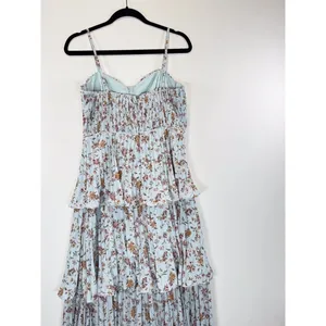 NWT Lulus Dress Blue Midi Floral Bustier Layered Underwired Slip Boho Medium thumbnail 10
