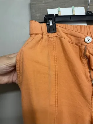 Pilcro Women's Orange Cargo Jumpsuit High-rise Pants with Flap Pockets Large thumbnail 6
