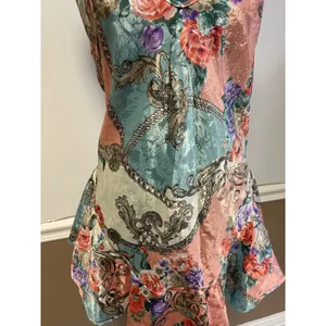 Cinema Etoile Vintage 2 Piece Nightgown Kimono Robe Set Floral Chain Print M/L thumbnail 6