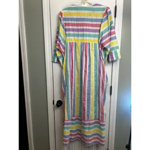 Styled by Saybury Women’s Rainbow Stripe Maxi Dress Pockets Boho Size XL Vintage thumbnail 14