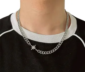 Star Link Chain Necklace for Men Women Streetwear Unisex Hip Hop Style thumbnail 1