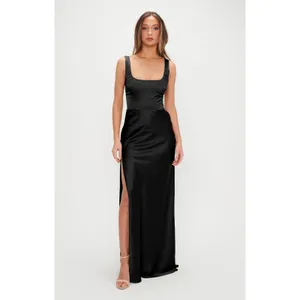 Show Me Your Mumu Lana Maxi Dress in Black Luxe Satin S thumbnail 3