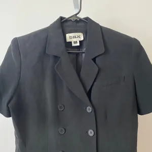SILX 6 Black Silk Double Breasted Blazer Jacket Vintage 90s minimalist thumbnail 2