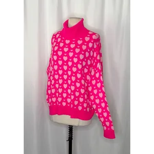 LILLY PULITZER Liggy Sweater Passion Fruit Pink Valentine‎ Heart Jacquard Small thumbnail 6