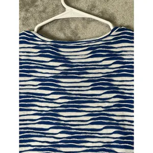 Maeve XS Blue White Zebra Stripe Puff Sleeve Top Coastal Preppy Feminine Dainty thumbnail 4