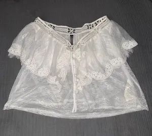 Anthropologie White Sheer Lace Tie-Front Bolero thumbnail 1