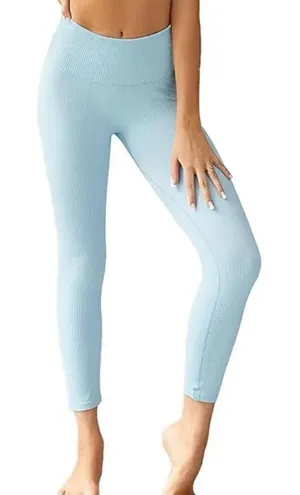 Ribbed Seamless Leggings blue Gym Clothes Yoga size M thumbnail 1
