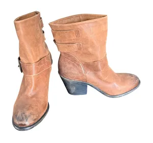 Lucky Brand Tommie Tan Leather Triple‎ Buckle Moto Ankle Boots 6.5M LP gorpcore thumbnail 1