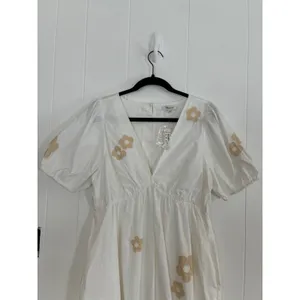 NWT Madewell Annamari White Puff Sleeve‎ Gingham Flower Embroidered Mini Dress S thumbnail 4