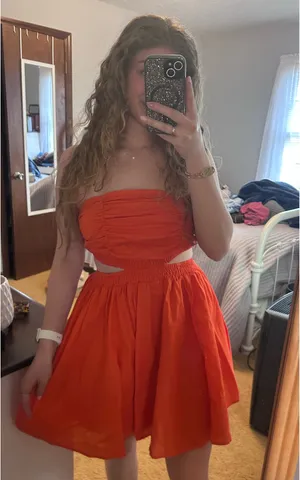 Mabel Burnt Orange Cutout Dress thumbnail 2