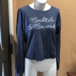 Zoe + Liv cocktails and coconuts blue cropped sweatshirt thumbnail 2