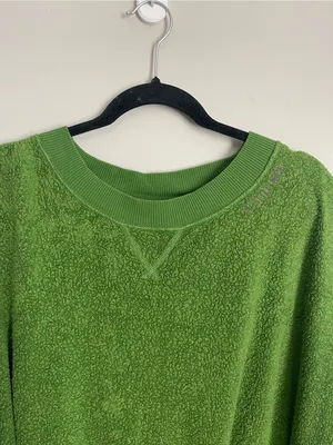 AERIE | Bright Green Terry Sherpa Crewneck Oversized Pullover Sweater Sz XXL thumbnail 4