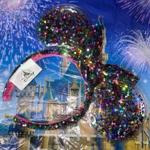 Disney parks rainbow Mickey confetti shaker snow globe Minnie Mouse ears thumbnail 3
