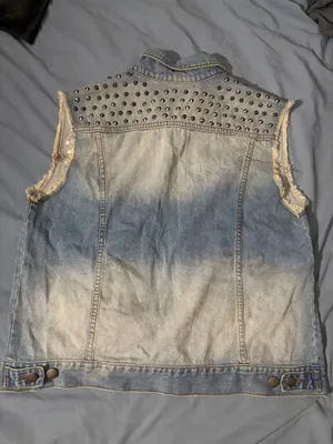 Mono B-Denim Vest-Faded Wash Studded Denim Vest One Size Fit All thumbnail 2