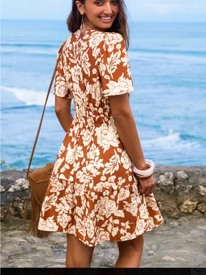 Cupshe • Mini Dress • Always & Forever • Floral Print • Orange • Small thumbnail 3