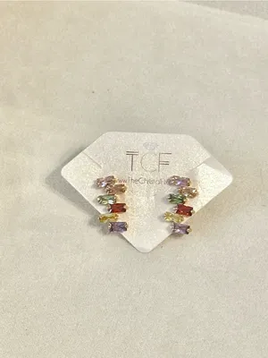 Anthropologie Colorful Baguette Gold Filled Earring thumbnail 2
