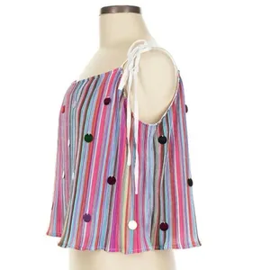 Queen of Sparkles, Rainbow Sequin Blouse Red Size M thumbnail 4