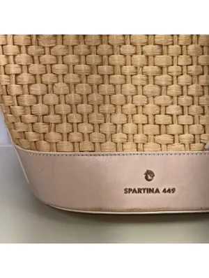 Spartina 449 Woven Straw Bucket Crossbody Bag Bamboo Tassels Cream thumbnail 3