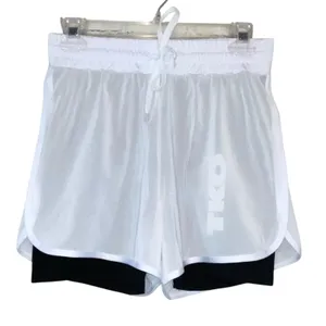 TKO Technical Knockout White Athletic Shorts Medium Layered Workout Gym‎ Running Black thumbnail 1