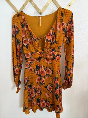 Free People Morning Light Ruched Floral Tie-Front Mini Dress 4 thumbnail 8