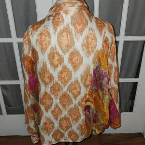 Anthropologie Womens Orange Open Front Top Blouse One‎ Size thumbnail 2