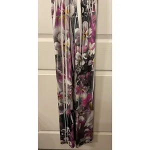 Doki Geki Watercolor Floral Maxi Dress Purple Racerback Empire Waist Resort, S thumbnail 5