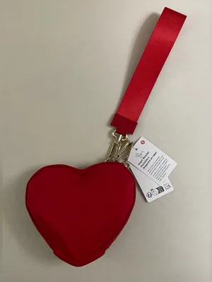 Lululemon NWT Heart Wristlet in Oxford Red with Gold Hardware thumbnail 5