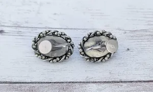 Vintage Screw On Earrings Turquoise Tone with Twisted Silver Tone Halo thumbnail 5