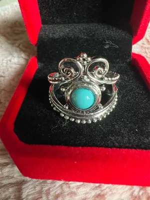 Vintage Boho Style Faux Turquoise Stainless Steel Ring Size 8 thumbnail 1