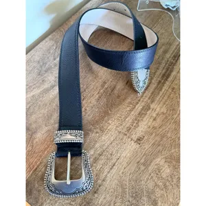 Vince‎ Camuto Western Belt Women Small Black Silver Engraved Buckle Boho Cowgirl thumbnail 9