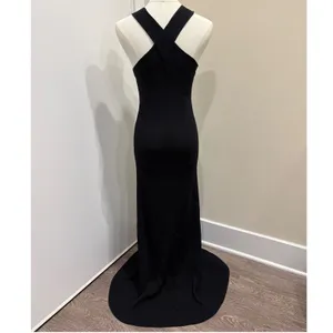 Line & Dot Dre Criss Cross Maxi Dress‎ Black Stretch Ribbed Knit Halter Small thumbnail 4