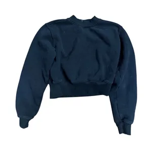Tna Aritzia CozyAF‎ Fleece Cropped Crewneck Sweatshirt Black Womens Size 2XS thumbnail 1