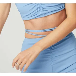 Alo Airbrush High-Waist Cinch Flare Legging Tile Blue Tie-Up Corset Lace Hi-Rise thumbnail 4