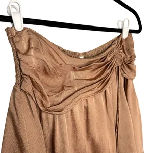 Aerie Ruched Uptown Mini Skirt Size Large Boho Pebble Brown Satin Festival Party thumbnail 3